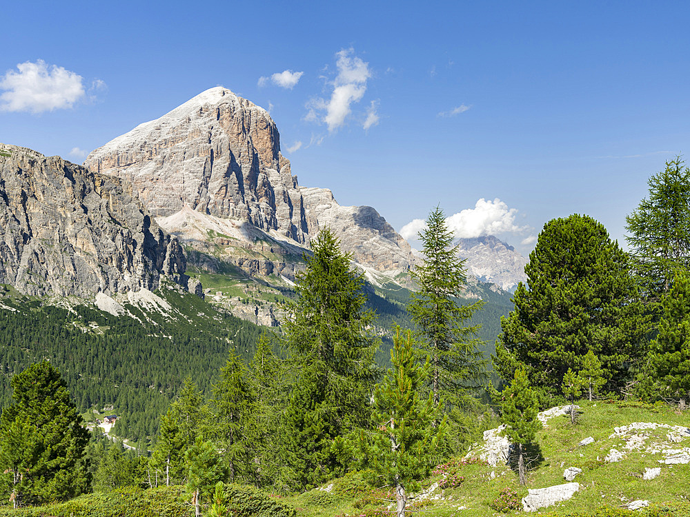 Tofana de Rozes from south in the dolomites of Cortina d'Ampezzo. Part of the UNESCO world heritage the dolomites. Europe, Central Europe, Italy