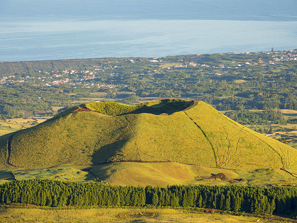 Landscape with craters. Pico Island, an island in the Azores (Ilhas dos Acores) in the Atlantic ocean. The Azores are an autonomous region of Portugal. Europe, Portugal, Azores