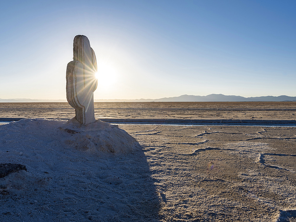 Salt processing area open to visitors Landscape on the salt flats Salar Salinas Grandes in the Altiplano. South America, Argentina