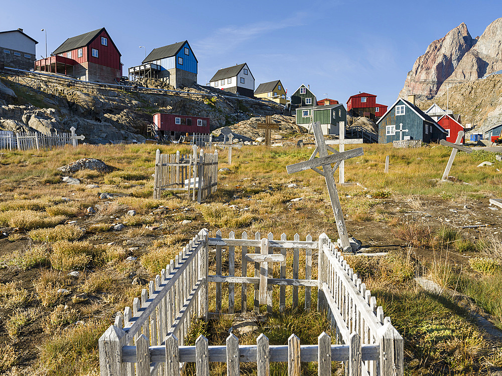 The old cemetery. Small town Uummannaq in the north of west greenland. America, North America, Greenland, Denmark