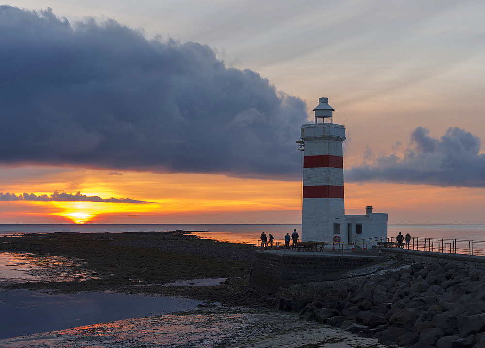 Cape Gardskagi lighthouse during sunset on Reykjanes peninusla in Iceland. europe, northern europe, iceland, august