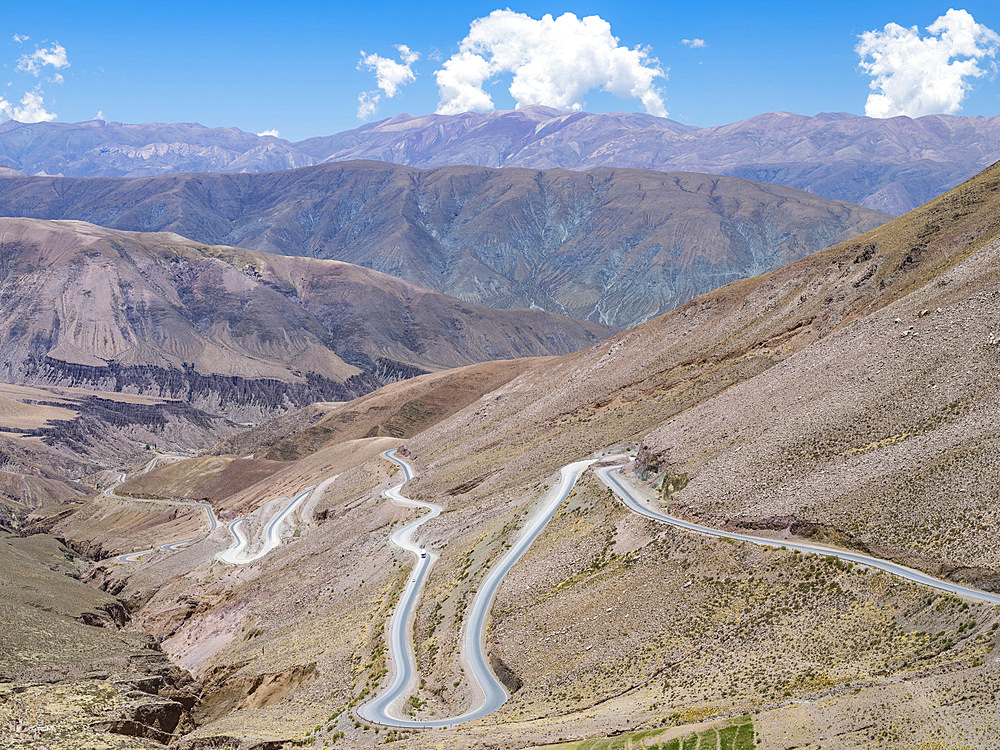 National Road RN 52, the mountain road Cuesta del Lipan climbing up to Abra de Potrerillos. South America, Argentina, November