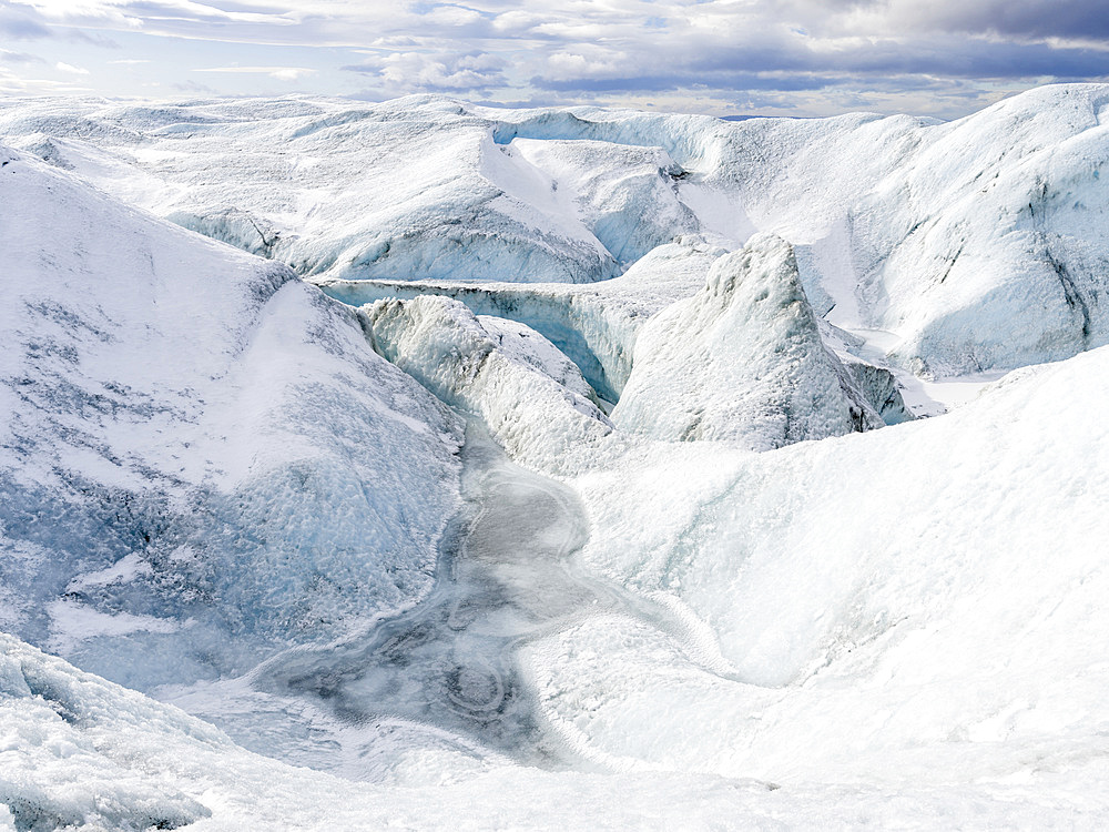 Landscape on the Greenland Ice Sheet near Kangerlussuaq. America, North America, Greenland, Denmark