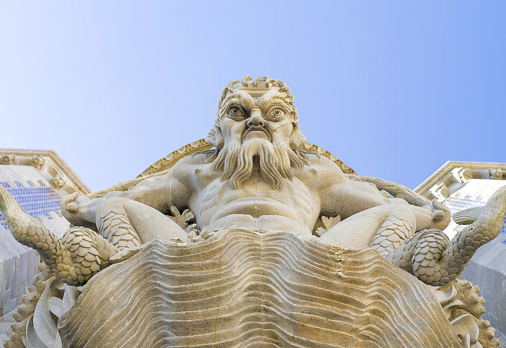 Palacio Nacional da Pena, the national palace Pena, in Sintra near Lisbon, part of the UNESCO world heritage. The Triton Gate. Europe, Southern Europe, Portugal