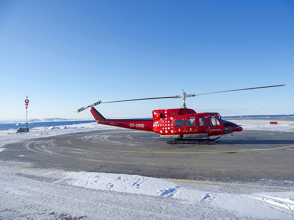 Upernavik airport. Winter in the town of Upernavik in the north of Greenland at the shore of Baffin Bay. America, Denmark, Greenland