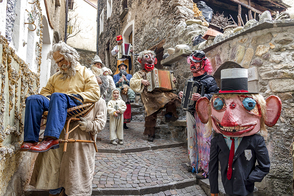 Valvarrone Sueglio village, Lake Como, traditional Carnival called I Craponi di Sueglio, lombardy, Italy, Europe