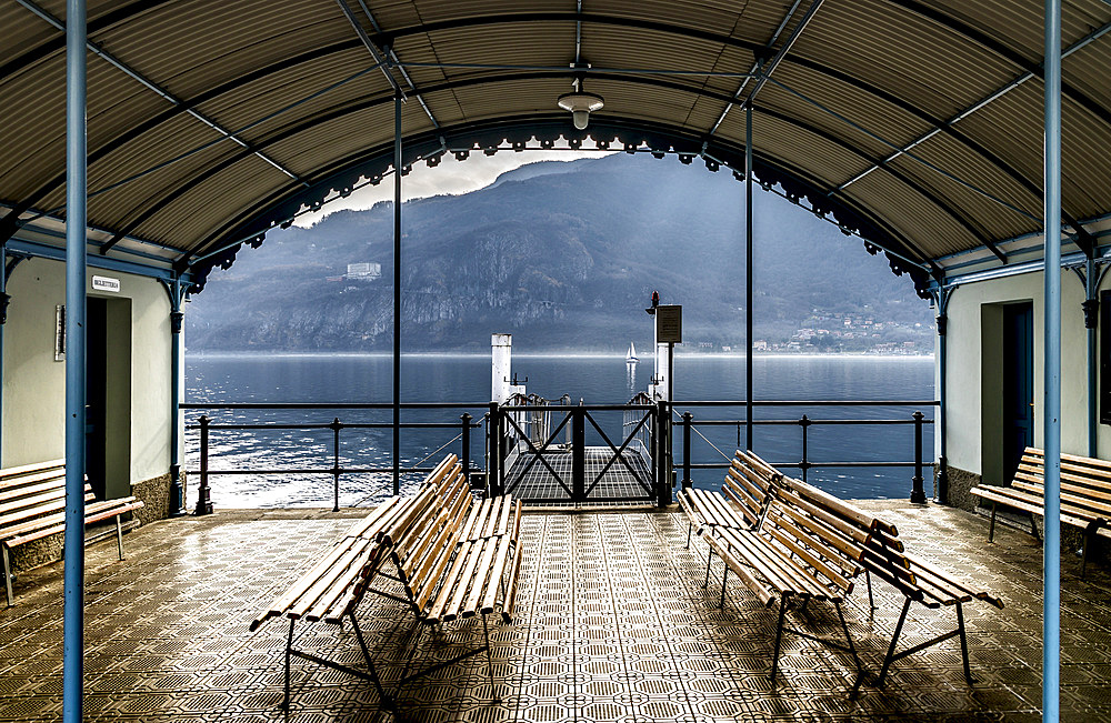 Mandello village, water bus station, Lake Como, Lombardy, Italy, Europe