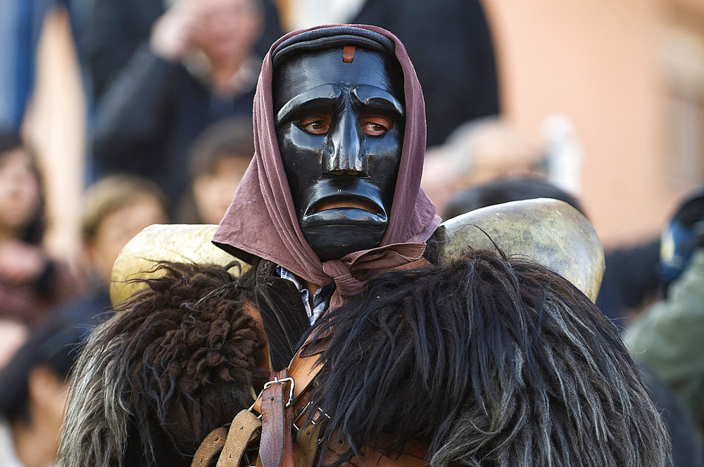 Typical carnival, Mamuthones parade, Mamoiada, Sardinia, Italy