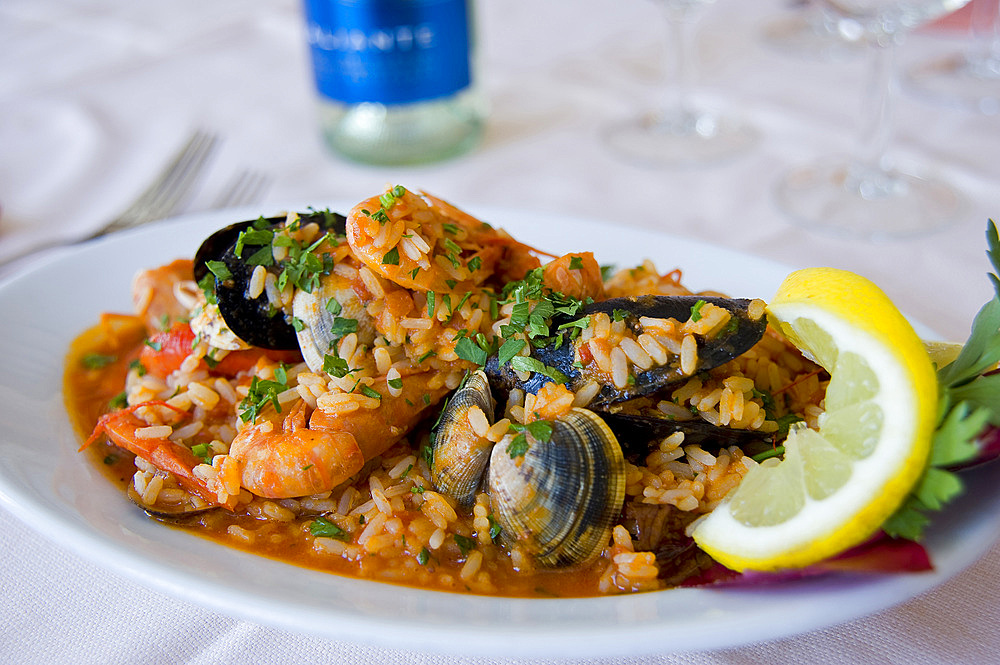 Risotto ai frutti di mare, Restaurant Lungomare, Santa Maria Navarrese, Baunei, Ogliastra, Sardinia, Italy