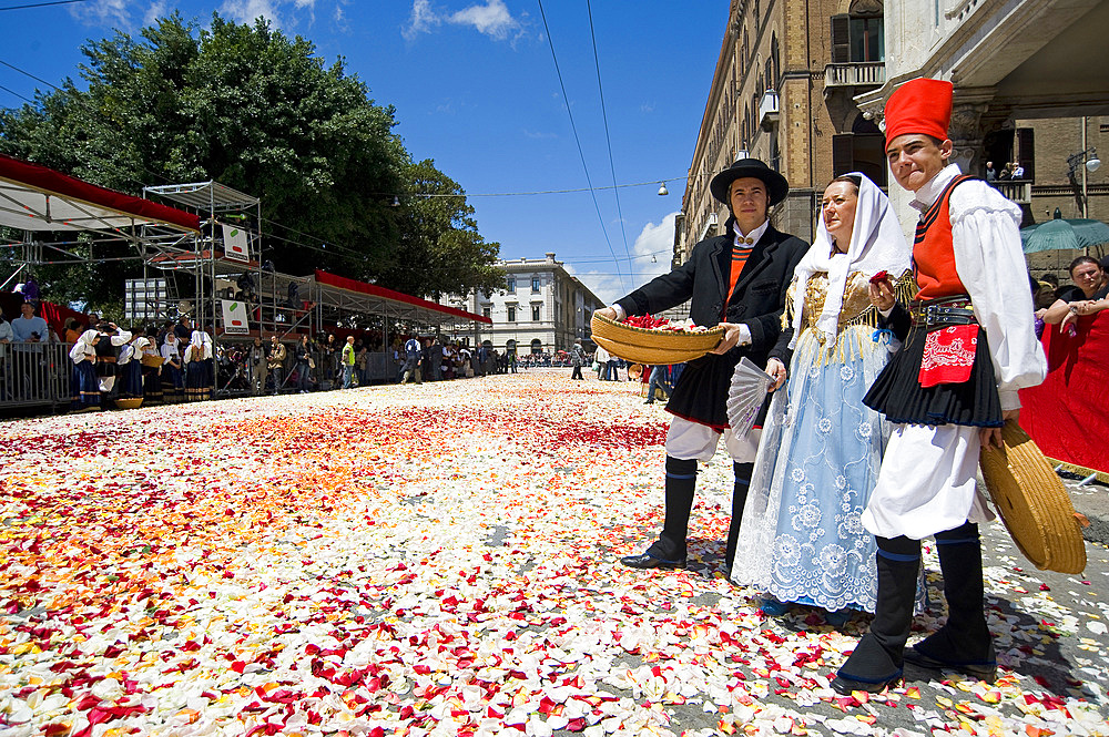 Cagliari, Via Roma, Ramadura, Sant'Efisio traditional event, the most important religious feast in Sardinia, Italy, Europe