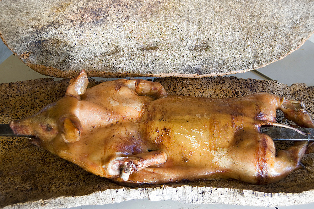 Porceddu, Roast Baby Pork; Lotzorai, Ogliastra, Sardinia, Italy