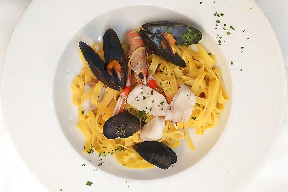 Tagliatelle pasta with seafood