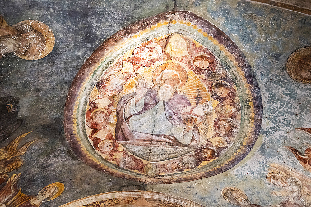 Church of Santa Maria from the XII century, Fresco, Interior, Sovana, Tuscany, Italy, Europe