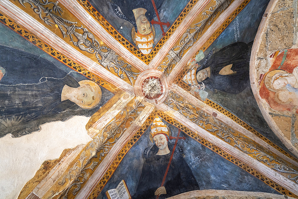 Sanctuary of the Sacro Speco of San Benedetto, Frescoes, Subiaco, Lazio, Italy, Europe