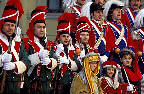 Singing, Traditional carnival, Ivrea, Piemonte, Italy