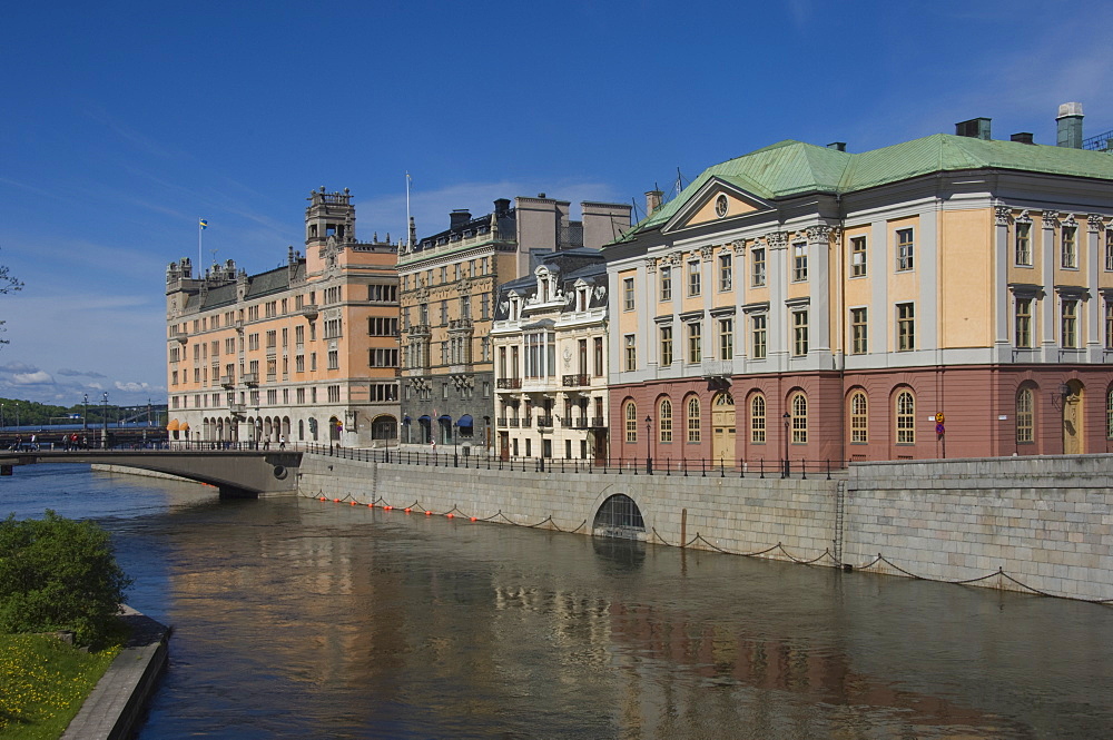 Waterside buildings at Stromgatan, Stockholm, Sweden, Scandinavia, Europe