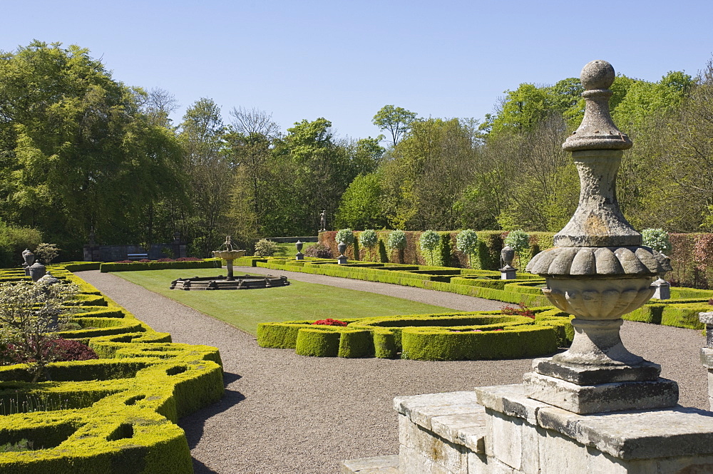 The Fountain Parterre, Delaval Hall, Seaton Delaval, Northumbria, England, United Kingdom, Europe