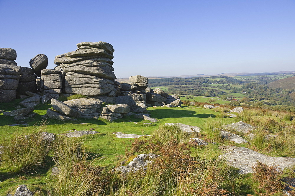 East from Combestone Tor, Dartmoor National Park, Devon, England, United Kingdom, Europe