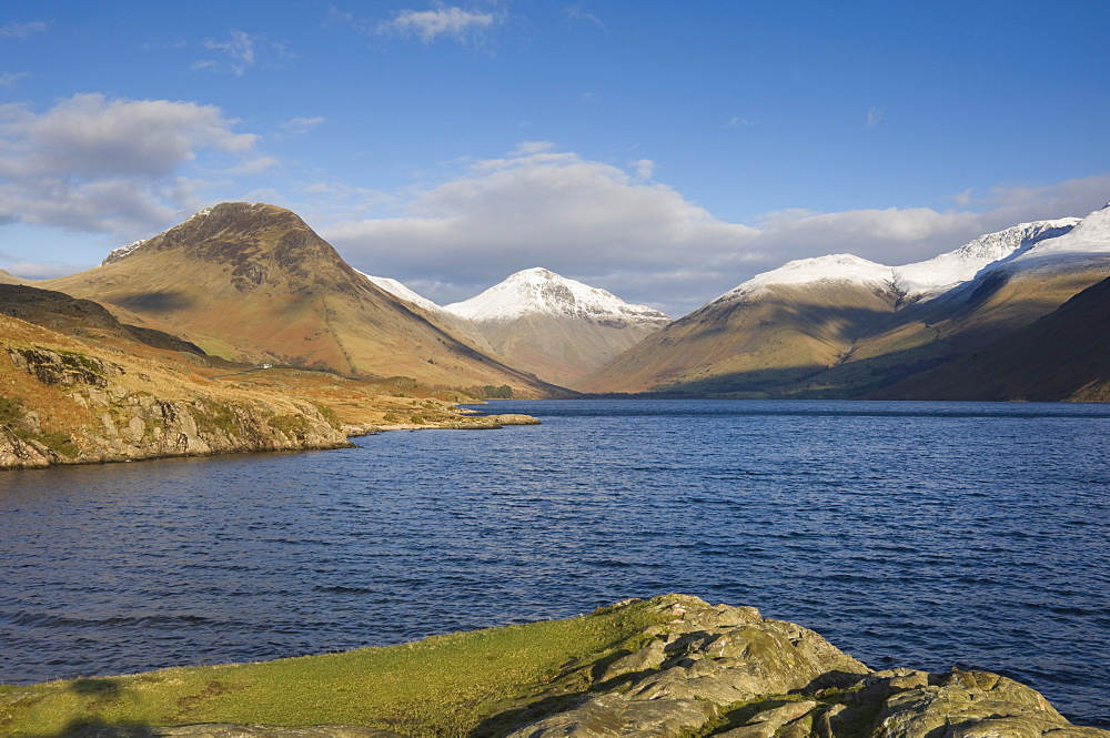 Wastwater with Yewbarrow, Great Gable, and Scafell Pike, Wasdale, Lake District National Park, Cumbria, England, United Kingdom, Europe