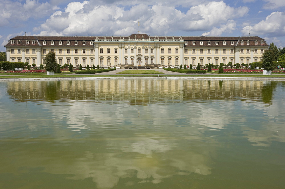 The 18th century Baroque Residenzschloss, inspired by Versailles Palace, Ludwigsburg, Baden Wurttemberg, Germany, Europe