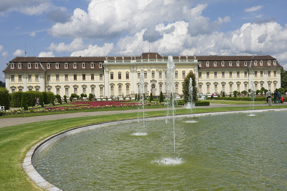 The 18th century Baroque Residenzschloss, inspired by Versailles Palace, Ludwigsburg, Baden Wurttemberg, Germany, Europe