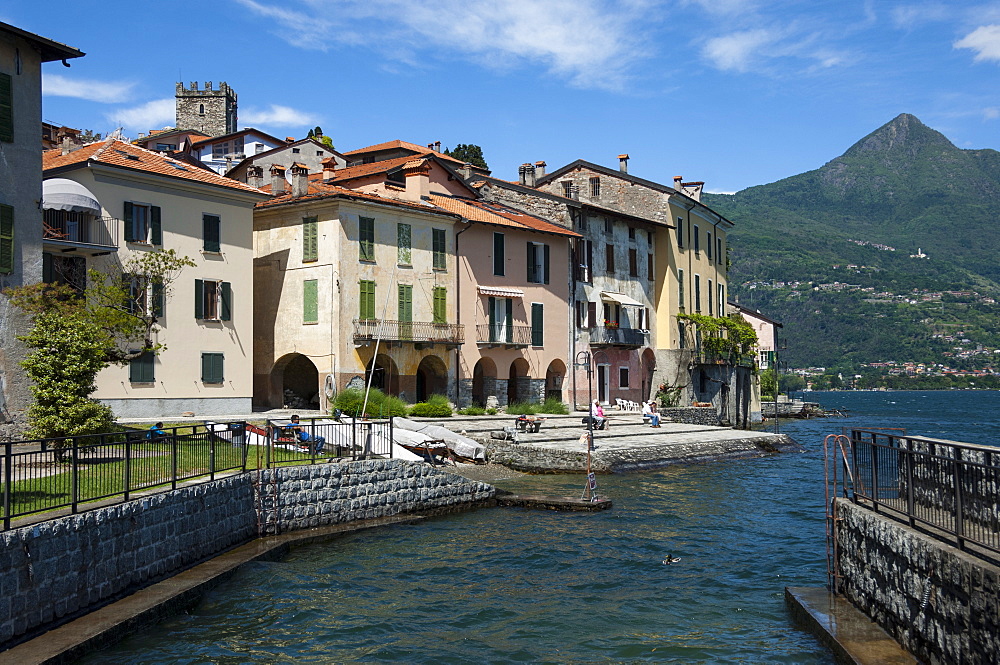 Lake side, by the harbour, Rezzonico, Lake Como, Italian Lakes, Lombardy, Italy, Europe