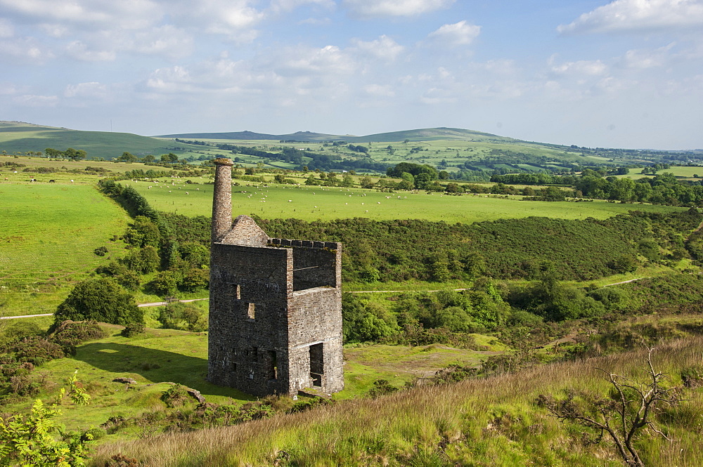 Wheal Betsy winding House, a relic of mining on Dartmoor, Mary Tavy, Dartmoor National Park, Devon, England, United Kingdom, Europe