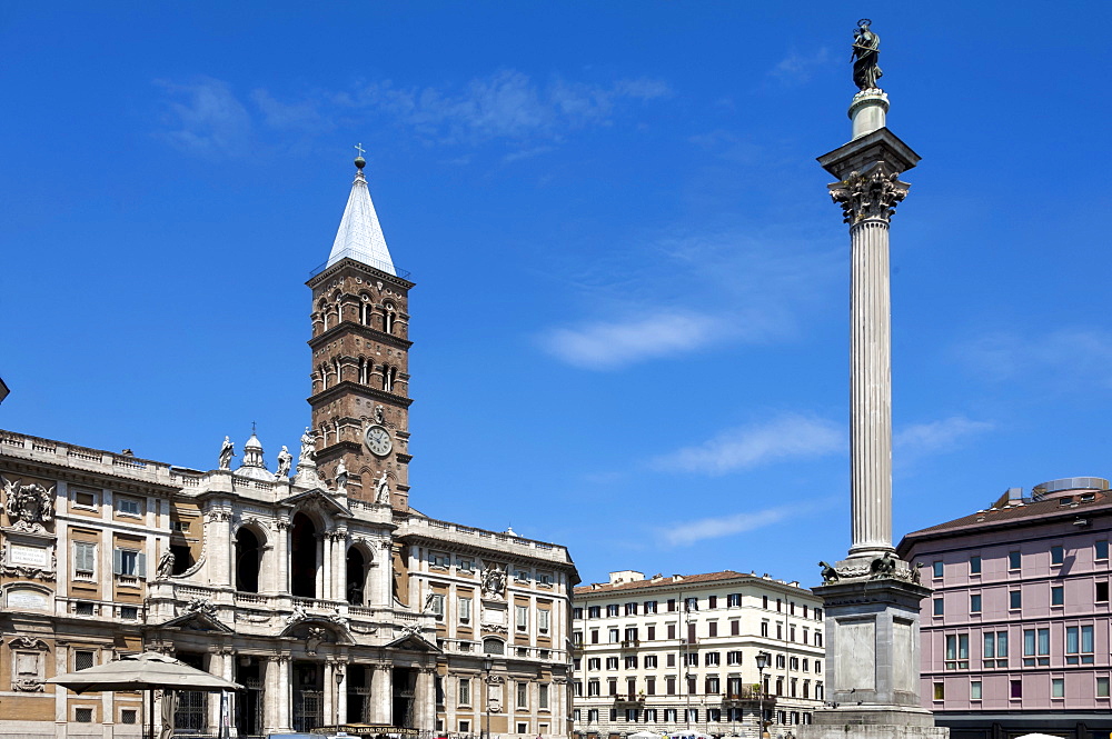 Marian Column and Basilica Santa Maria Maggiore, Rome, Lazio, Italy, Europe