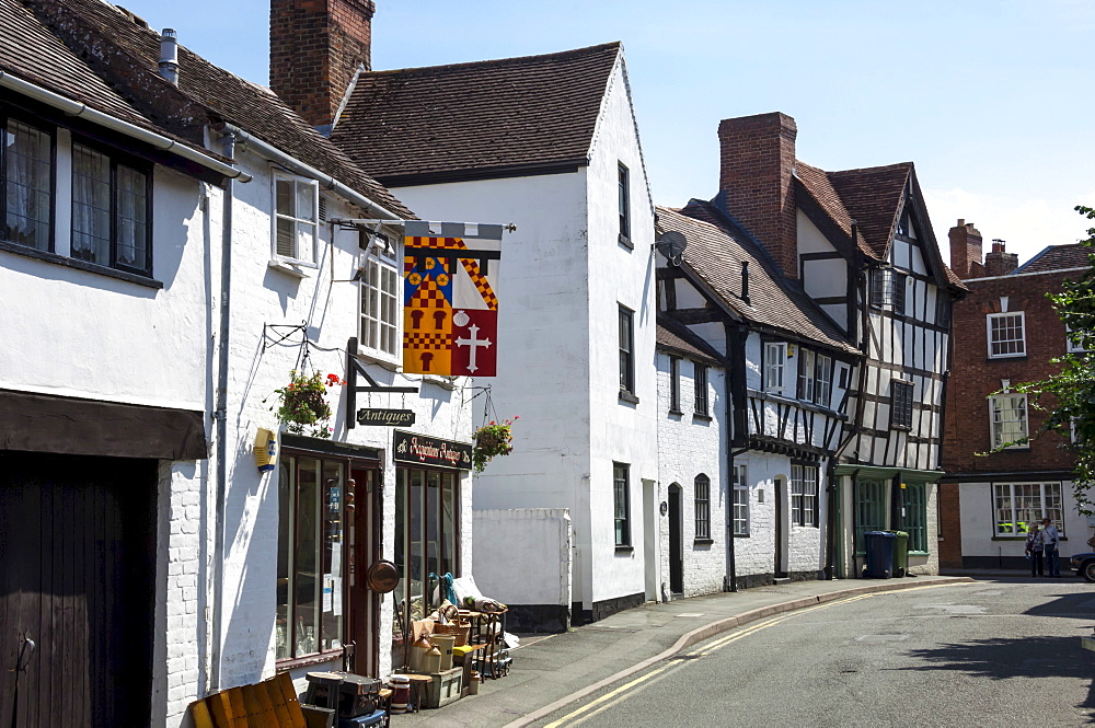 Half timbered historic properties on St. Mary Lane, Tewkesbury, Gloucestershire, England, United Kingdom, Europe