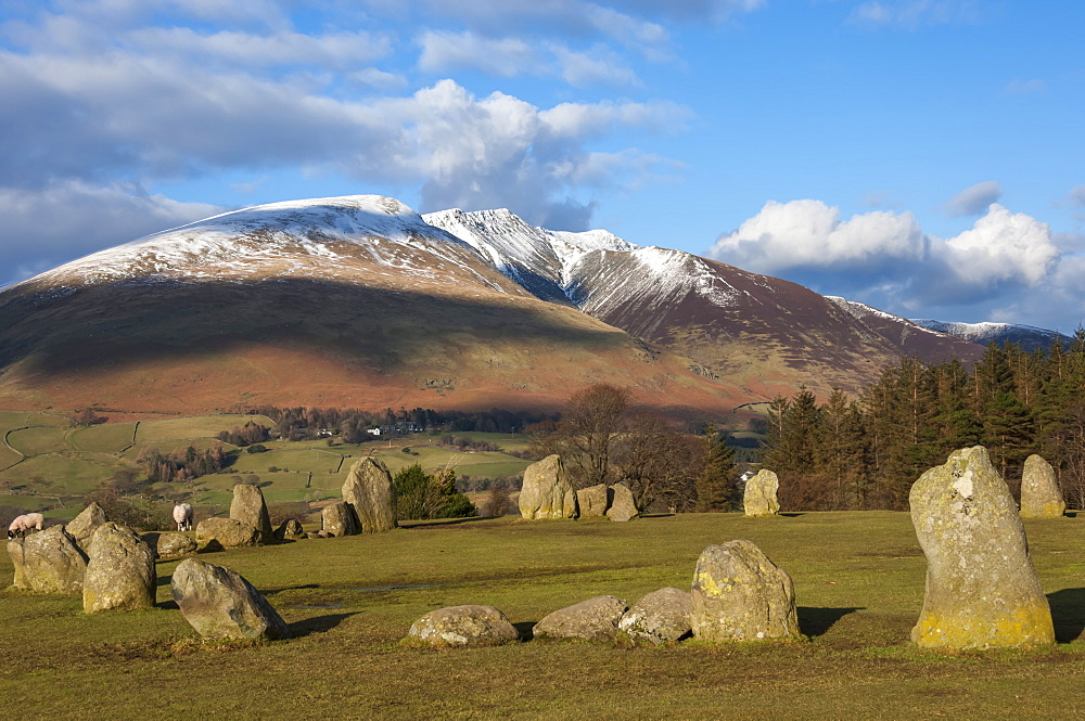 Saddleback [Blencathra], from Castlerigg Stone Circle, Lake District National Park, Cumbria, England, United Kingdom, Europe