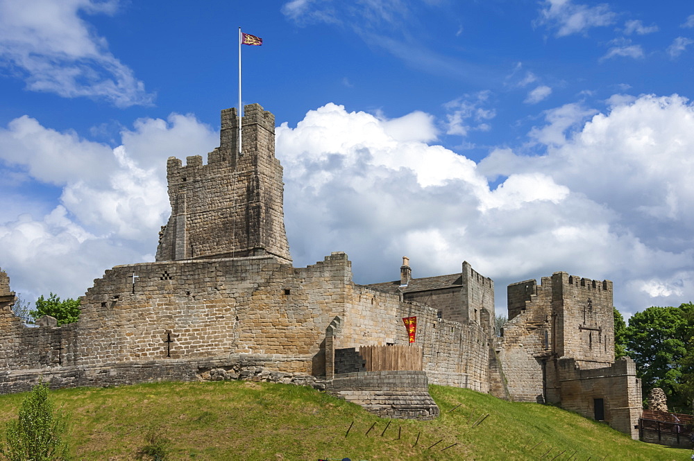 The 12th century Medieval Prudhoe Castle, on the River Tyne, Northumberland, England, United Kingdom, Europe