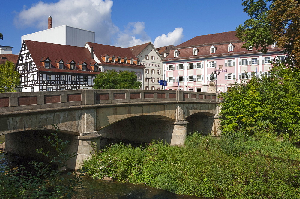 Donau Bridge, crossing the River Danube, Donauschingen (Donaueschingen), Black Forest, Baden-Wurttemberg, Germany, Europe