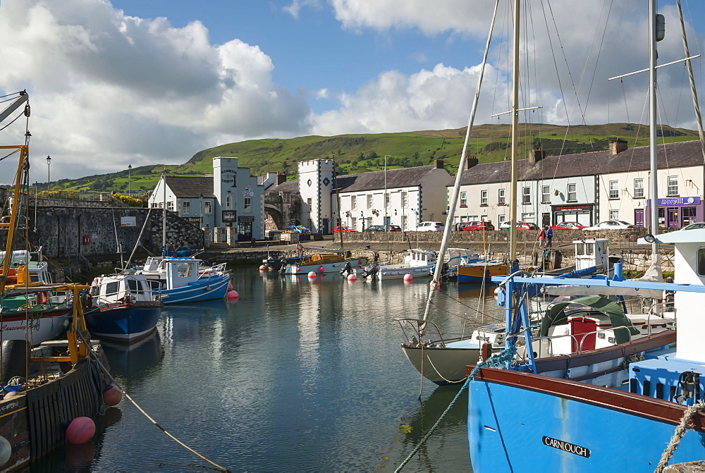 Boats in marina at Carnlough, County Antrim, Northern Ireland, United Kingdom, Europe