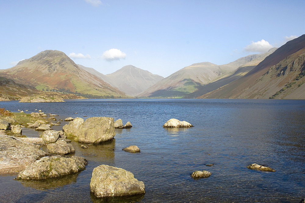 Lake Wastwater with Yewbarrow, Great Gable, Lingmell, Wasdale, Lake District National Park, Cumbria, England, United Kingdom, Europe