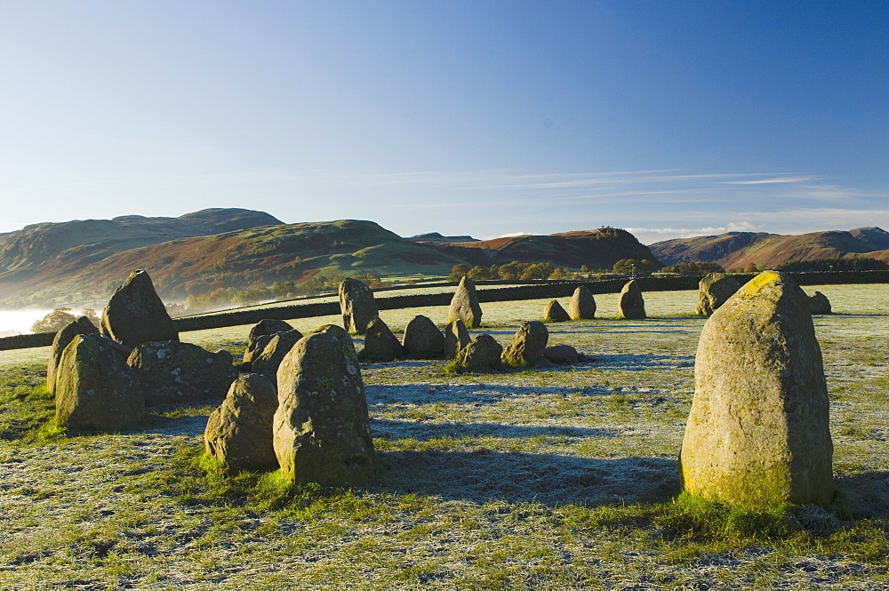 Dawn, Castlerigg Stone Circle, Keswick, Lake District, Cumbria, England, United Kingdom, Europe