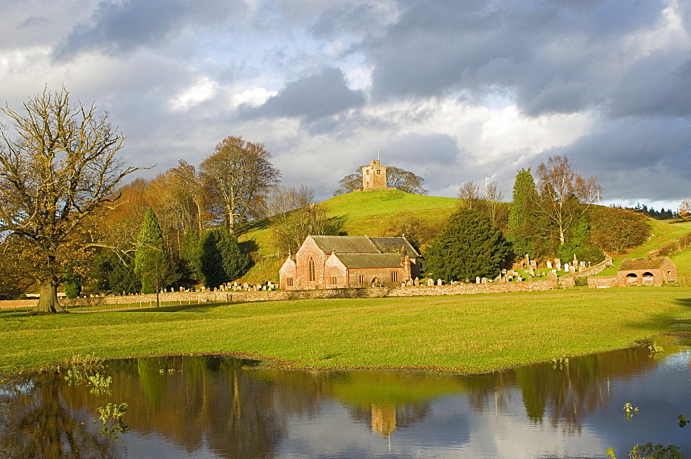 Church of St. Oswald, with unique separate bell tower, Eden Valley, Cumbria, England, United Kingdom, Europe