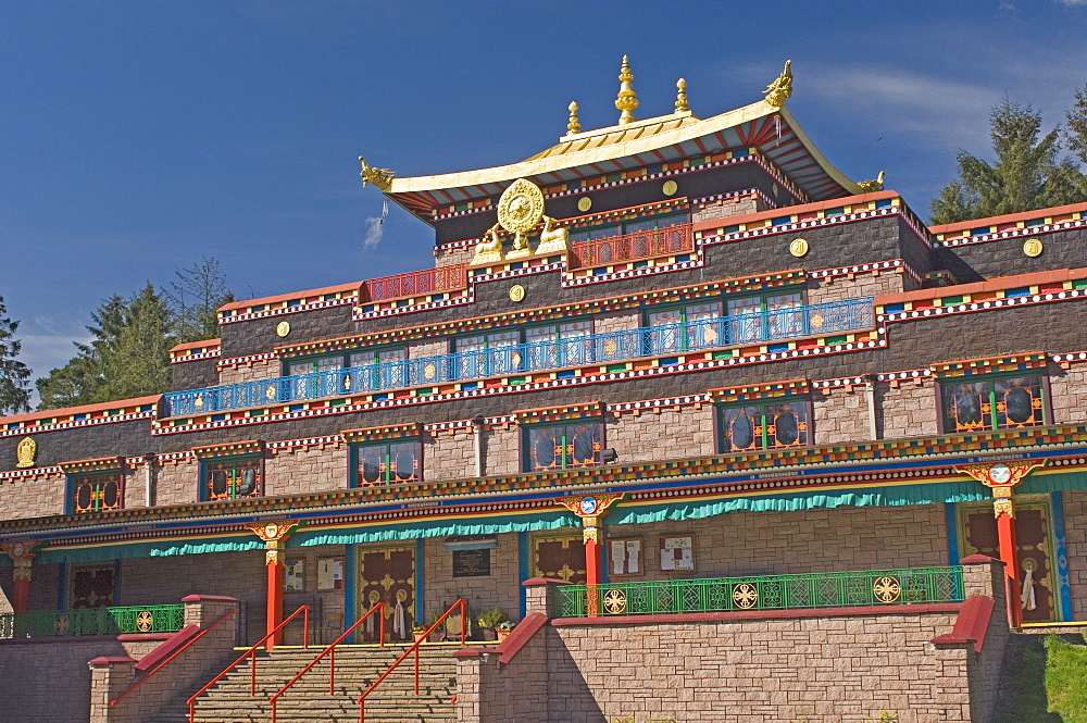 The Temple building, Kagyu Samye Ling Monastery and Tibetan Centre, Eskdalemuir, Dumfries and Galloway, Scotland, United Kingdom, Europe