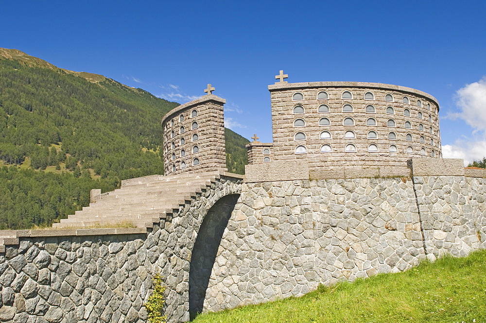 WW2 Memorial to Italian dead, Reschen Pass, Western Dolomites, Italy, Europe