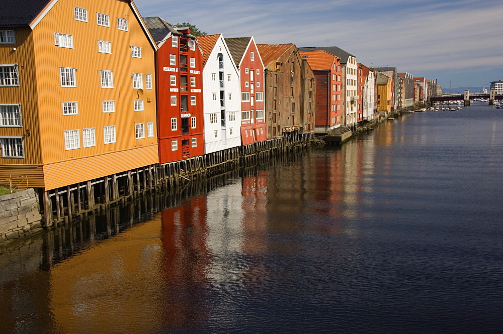 Merchants premises along the Nidelva, Trondheim, Norway, Scandinavia, Europe