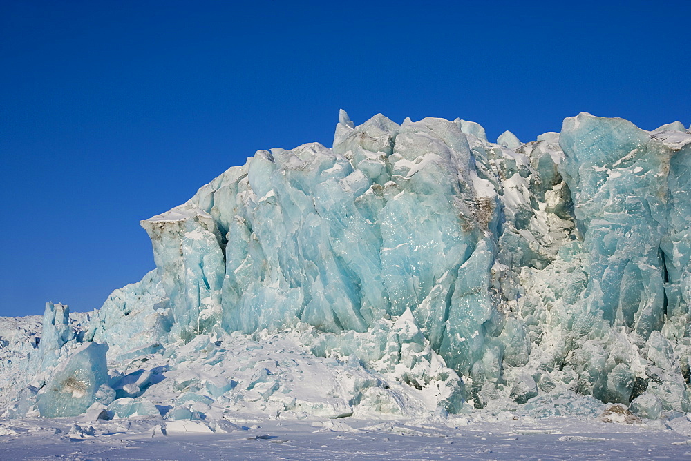 Glacier and glacier ice, Billefjord, Svalbard, Spitzbergen, Arctic, Norway, Scandinavia, Europe