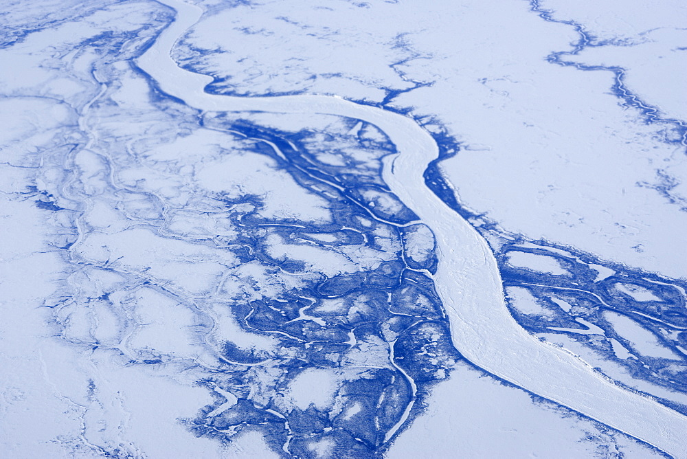 Churchill River from the airplane, Churchill, Hudson Bay, Manitoba, Canada, North America