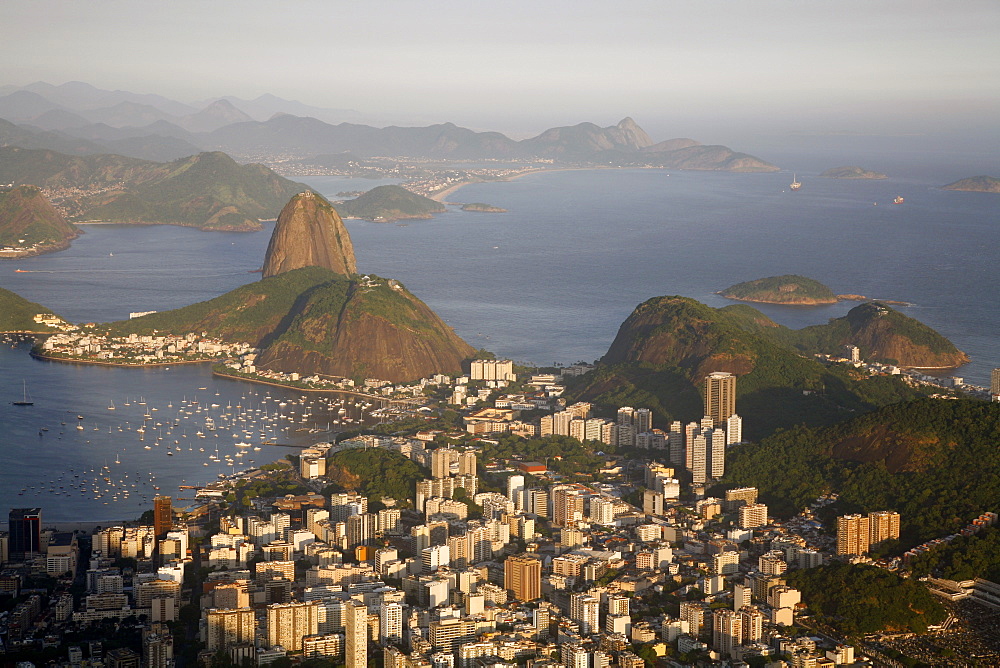 View of the Pao de Acucar (Sugar Loaf Mountain) and the Bay of Botafogo, Rio de Janeiro, Brazil, South America