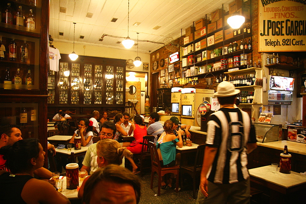 People sitting at Armazem Sao Thiago (Bar do Gomes) in Santa Teresa neighbourhood, Rio de Janeiro, Brazil, South America