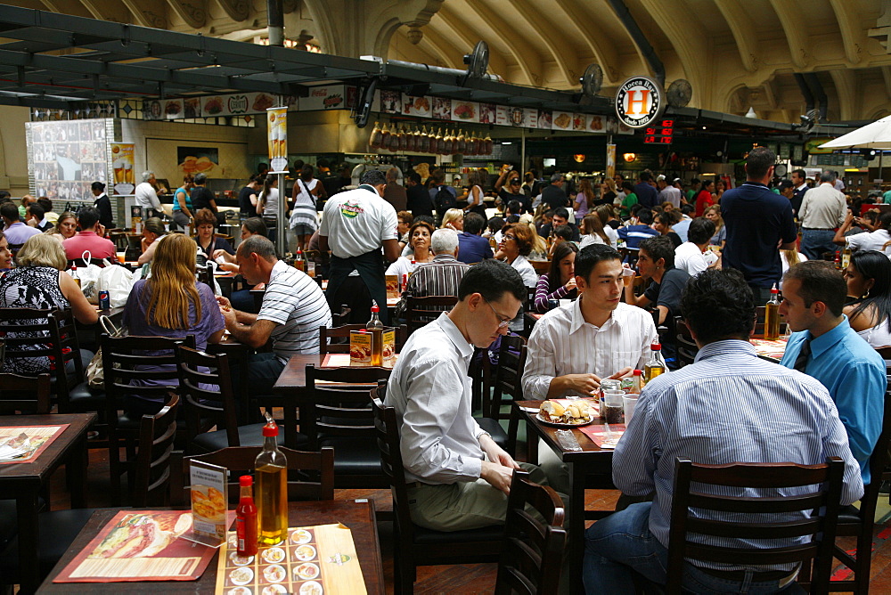 People sitting at a restaurant in Mercado Municipal, Sao Paulo, Brazil, South America