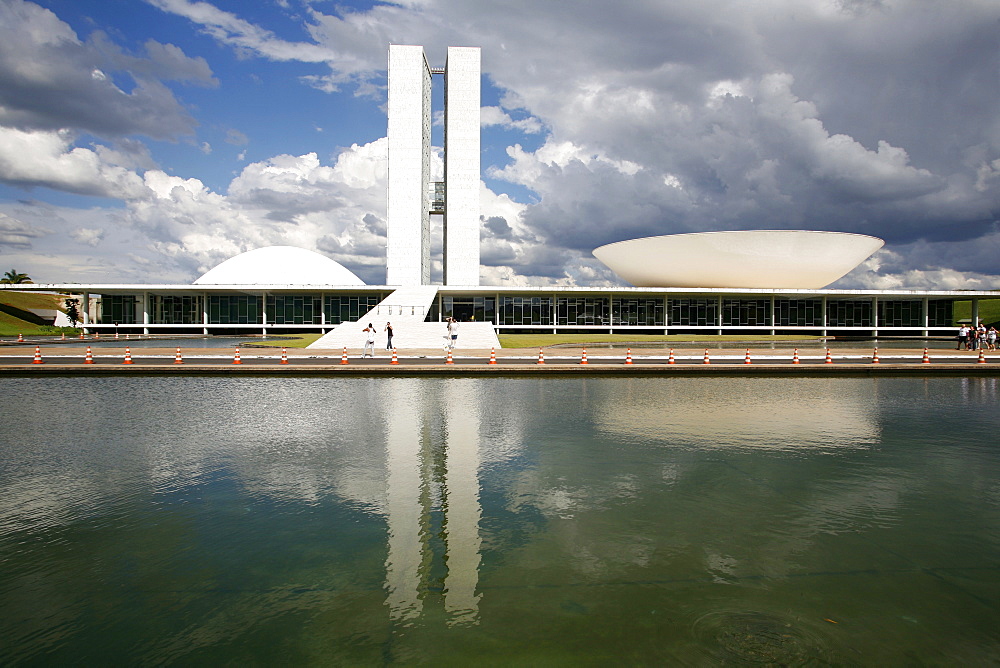 Congresso Nacional (National Congress) designed by Oscar Niemeyer, Brasilia, UNESCO World Heritage Site, Brazil, South America 