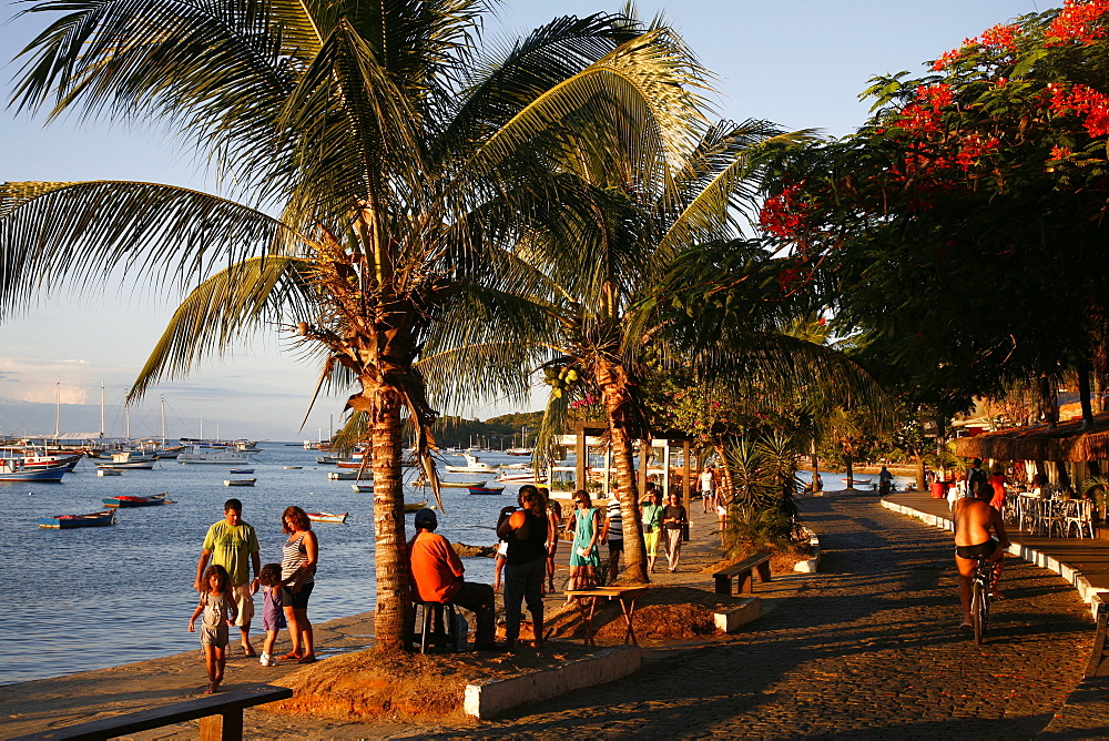 People walking on Orla Bardot promenade, Buzios, Rio de Janeiro State, Brazil, South America