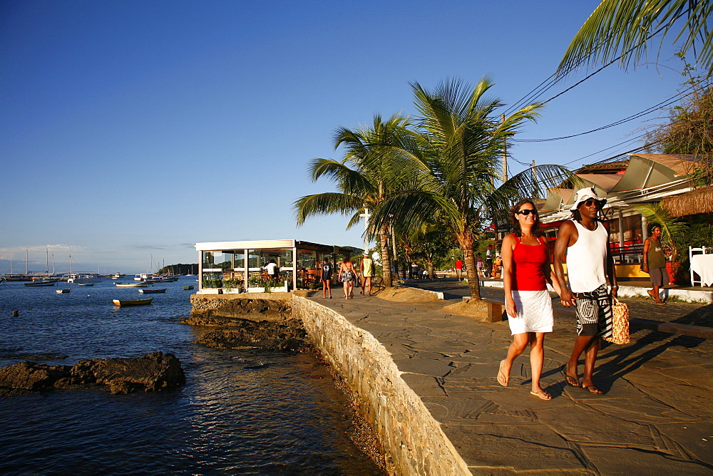 People walking on Orla Bardot promenade, Buzios, Rio de Janeiro State, Brazil, South America