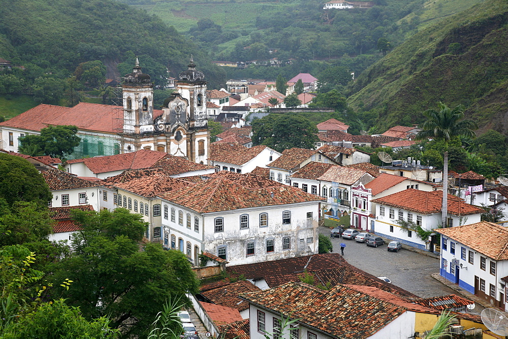 A view over the city of Ouro Preto, UNESCO World Heritage Site, Minas Gerais, Brazil, South America 