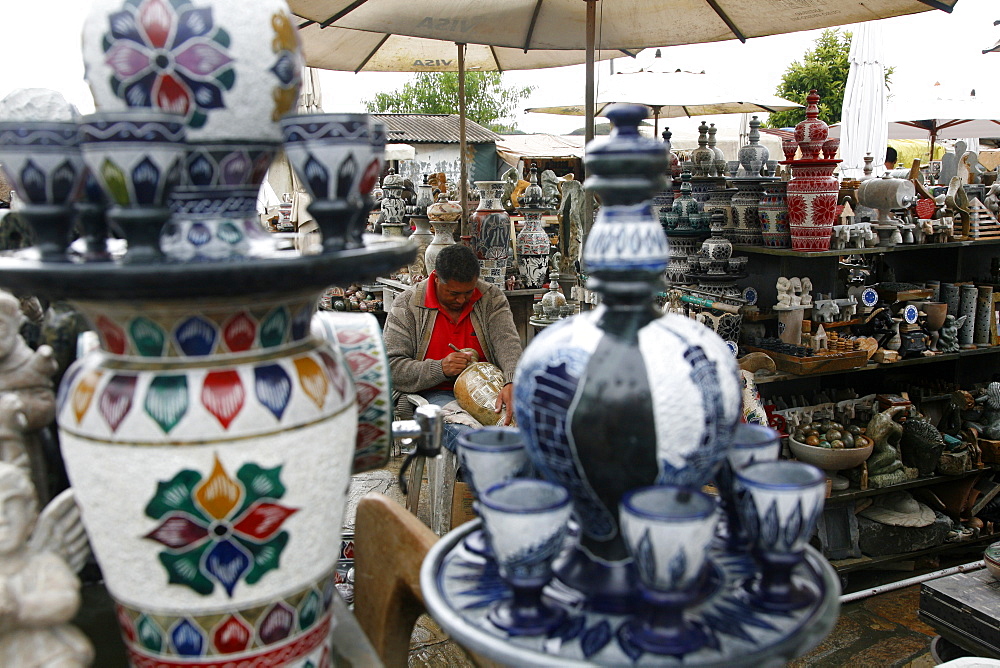 Craft market near Sao Francisco de Assis church, Ouro Preto, Minas Gerais, Brazil, South America 