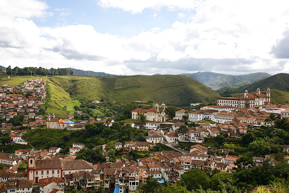 A view over the city of Ouro Preto, UNESCO World Heritage Site, Minas Gerais, Brazil, South America 